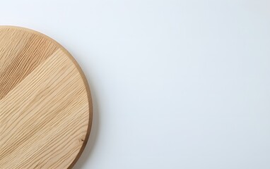 Round Wooden Board on White Background Minimalist Photography
