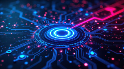 High-tech digital art illustration of a network with glowing data processing centers for ci/cd pipelines, docker containers, and kubernetes clusters.