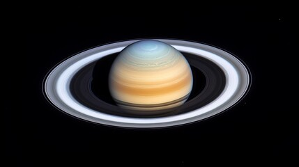 Saturn with its iconic rings in striking detail against the black void of space