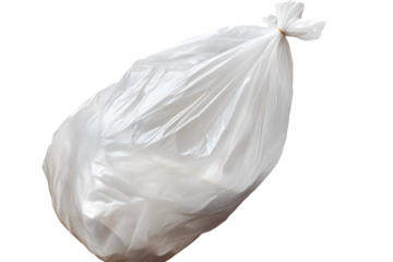 white plastic bag tied at top isolated png transparent background