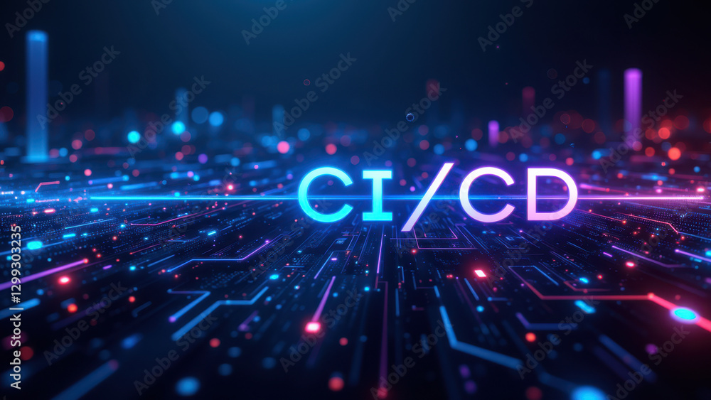 Poster futuristic digital illustration featuring 