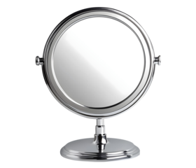 round metal frame mirror with stand isolated png transparent background