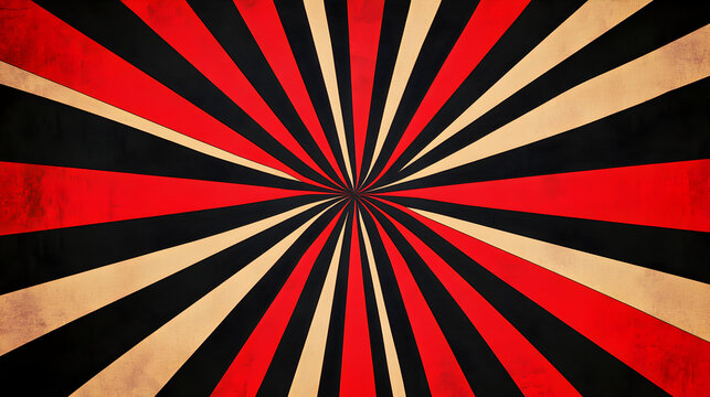 Retro Burst: An Abstract Starburst Design with Bold Red, Black, and Beige Rays
