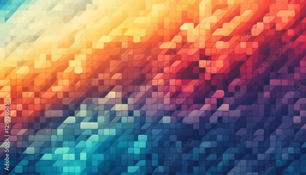 Poster abstract geometric background colorful pixelated gradient.