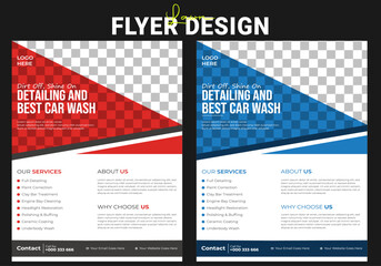 Creative car wash car detailing and rental flyer, car service, and price list flyer, automobile car service flyer modern car wash car detailing and rental flyer, car service, and price list flyer.