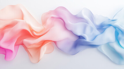 Flowing silk textures in pastel shades studio setting abstract art soft colors close-up visual serenity