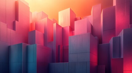 Fototapeta premium Abstract city blocks sunset view