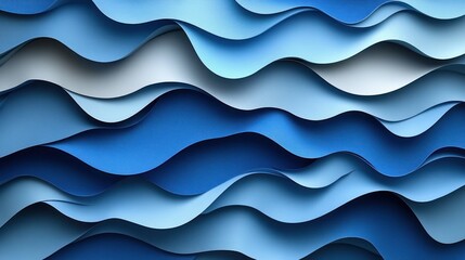 Abstract blue wavy paper layers background