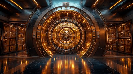 glowing circular structure futuristic vault entrance concept high resolution hd picture