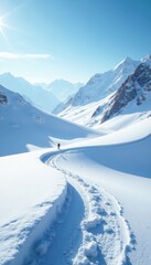 Obraz premium Undulating snowdrifts, bright sunlight, no shadows, peaceful, outdoor, clean