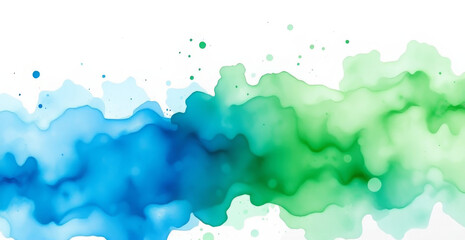 Abstract Blue and Green Watercolor Painting
