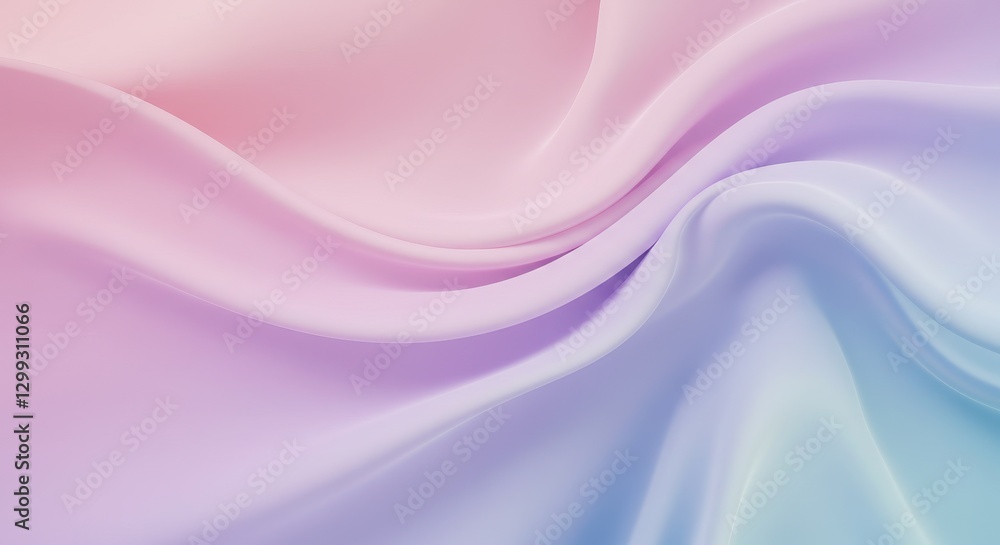 Poster an abstract arrangement of flowing pastel colored fabric with smooth textures and soft gradients