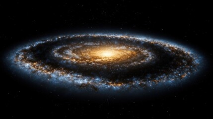 The Milky Way galaxy showcasing countless bright, twinkling stars and magnificent cosmic dust lanes spiraling outward against a deep black space