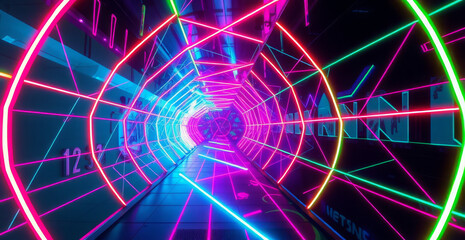 Neon Tunnel - Vibrant Geometric Architecture