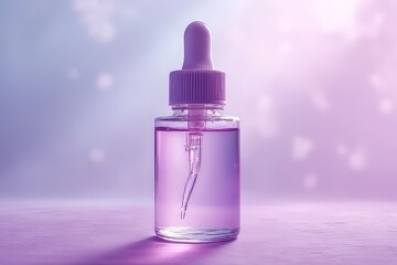 Purple Essential Oil Dropper Bottle on a Pastel Background