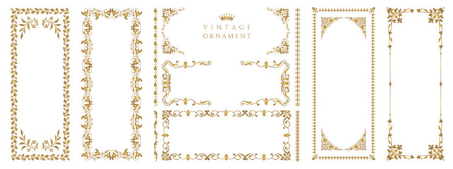 Decorative vector vertical frames and borders. Vintage floral ornament. .eps