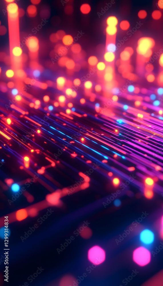 Poster abstract glowing lights and lines create a vibrant and digital scene