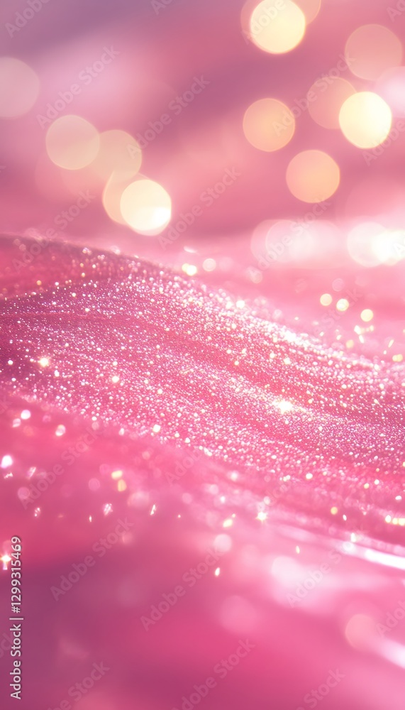 Poster pink shimmering surface with soft bokeh effect background
