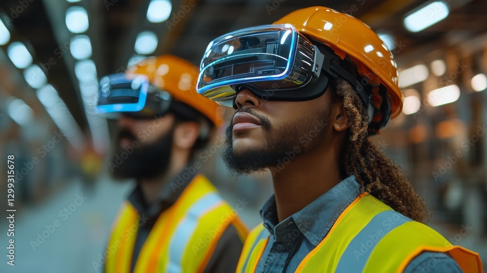 Poster workers utilizing vr headsets for construction site inspection: harnessing technology for efficient 