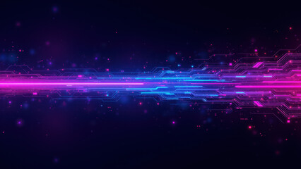 Fototapeta premium Ci/CD pipeline with dynamic neon colors and digital connectivity, representing a DevOps system at work.