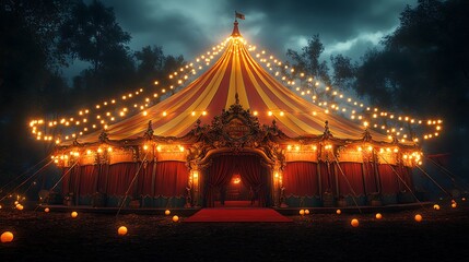 Grand circus tent with festive lighting effects high resolution hd image