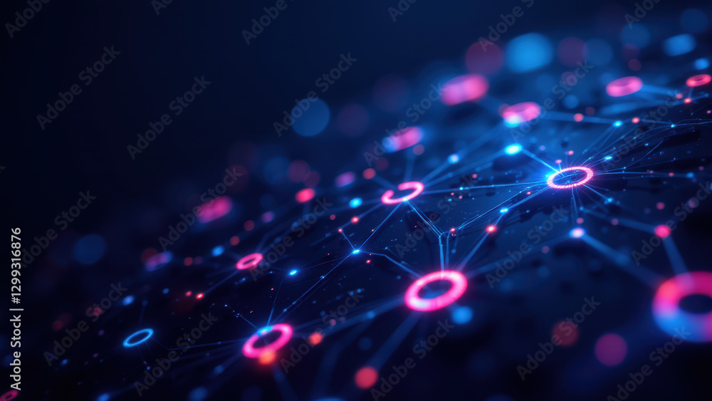 Poster networked data points illustrating cloud computing and container orchestration concepts.