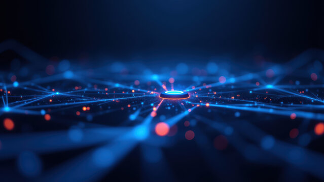 A dynamic visualization of a container orchestration network, representing Kubernetes clusters with vibrant blue hues and hot pink highlights, emphasizing key nodes and interactions.