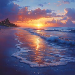 Beach sunrise tropical ocean waves high resolution hd image