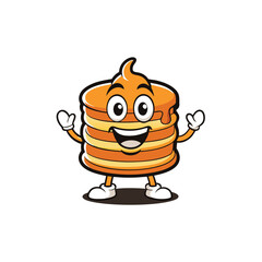 a cheerful pancake stack mascot logo