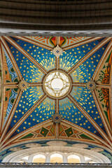 Almudena Cathedral in Madrid, a stunning blend of neoclassical, Gothic, and Romanesque styles. A sacred landmark with breathtaking interiors, a grand dome, and a rich royal history.