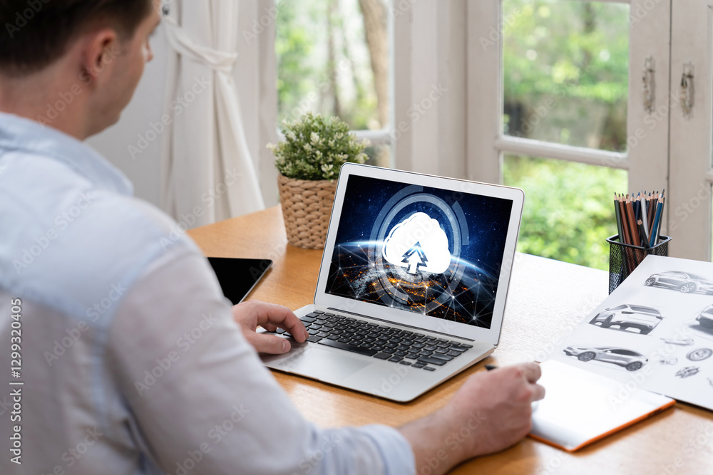 Poster cloud computing software for brisk remote work and personal data storage