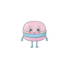 a cute macaron mascot logo 