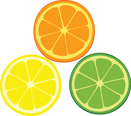 Colorful citrus limes, orange, lemon