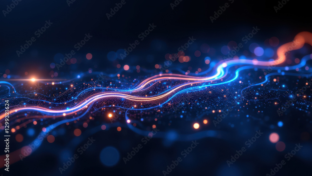 Aufkleber abstract digital cloud with vibrant blue and orange light effects symbolizing ci/cd pipelines, docke