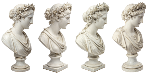 Quadruple Roman Bust Sculpture, 360? View, Classical Art, Isolated on Transparent Background, Sculpture, Roman, Bust