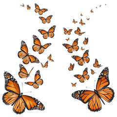 Monarch Butterflies Swarm, Flying Insects Composition, Isolated on Transparent Background, PNG, Nature, Clipart, Monarch butterfly, insect, swarm