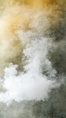 White smoke swirls, golden light, dark background, abstract texture, design element