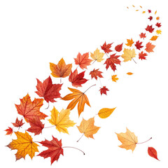 Fototapeta premium Autumn Leaves Swirl Digital Illustration, Isolated on Transparent Background, Fall Foliage Design, PNG, Autumn, Fall, Leaves