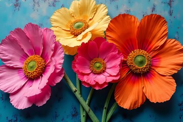 Fototapeta premium Vibrant Colorful Flowers in Close-Up Display