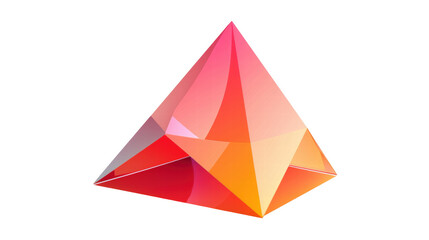 Colorful Geometric Pyramid Shape with Gradient Lighting on Transparent Background