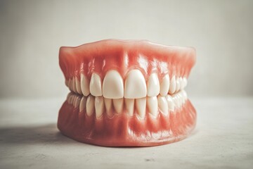 Obraz premium A close up photograph of a complete set of dentures
