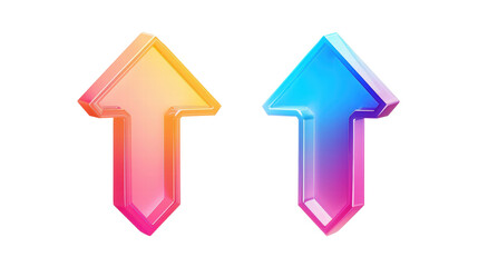 Colorful Upward Arrows with Transparent Background Indicating Progress and Direction