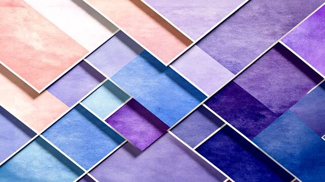 Colorful abstract composition of layered watercolor papers creating a vibrant artistic backdrop