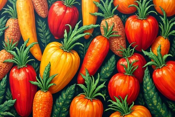Vibrant Illustration of Colorful Vegetables and Herbs