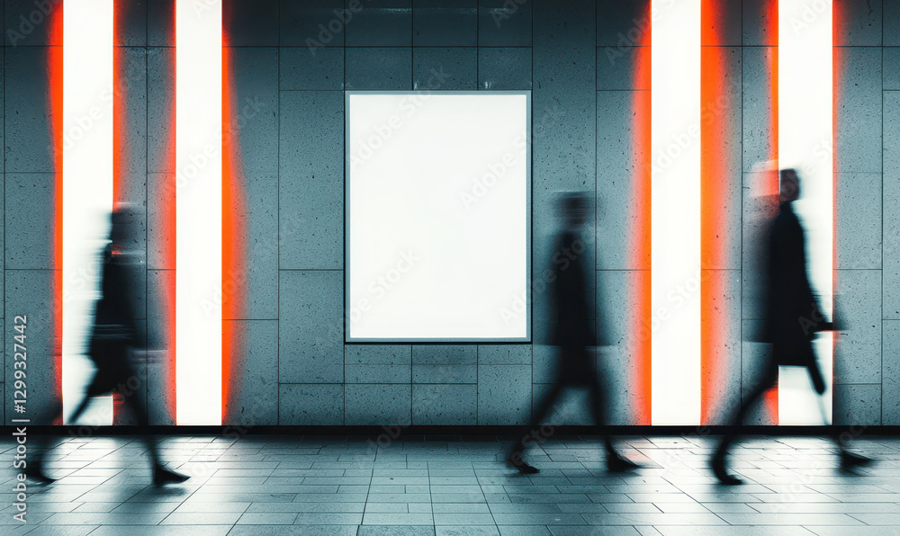 Poster dynamic urban movement: capturing the essence of city life in an abstract subway setting with striki