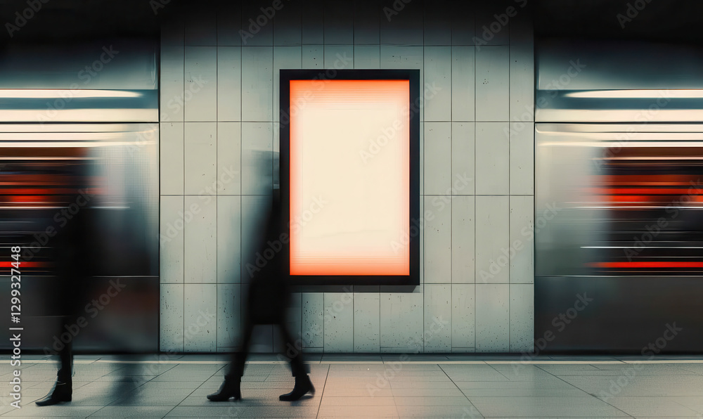 Aufkleber dynamic subway scene: capturing the essence of urban commuting with blurry movement and a striking a