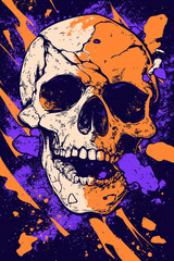 A Vibrant and Edgy Skull Illustration Showcasing Bold Colors and Abstract Design Elements for Modern Art Enthusiasts