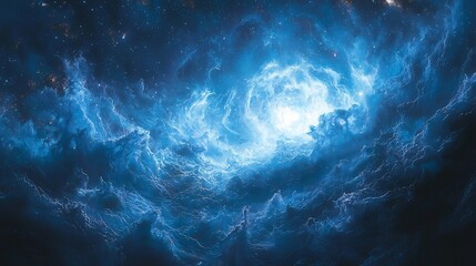 Fototapeta premium Blue hypergiant nearing the end of its life its outer layers expanding and shedding mass in waves of glowing plasma surreal cosmic aesthetic