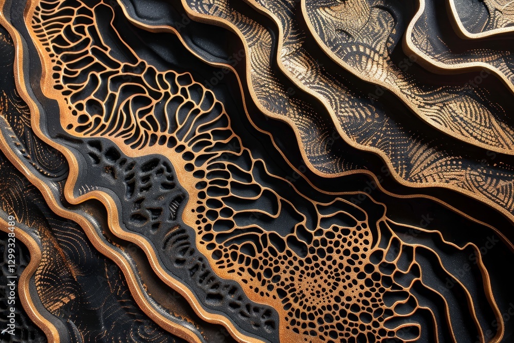 Aufkleber a close-up view of an intricate wooden sculpture featuring detailed patterns and grains, intricate p