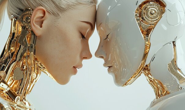 A joint endeavor between humans and stock, featuring data exchange via a network, which integrates machine learning, AI revolution, and robotics